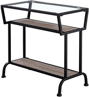 TABLE D'APPOINT - 22"H / TAUPE FONCE / NOIR / VERRE TREMPE 