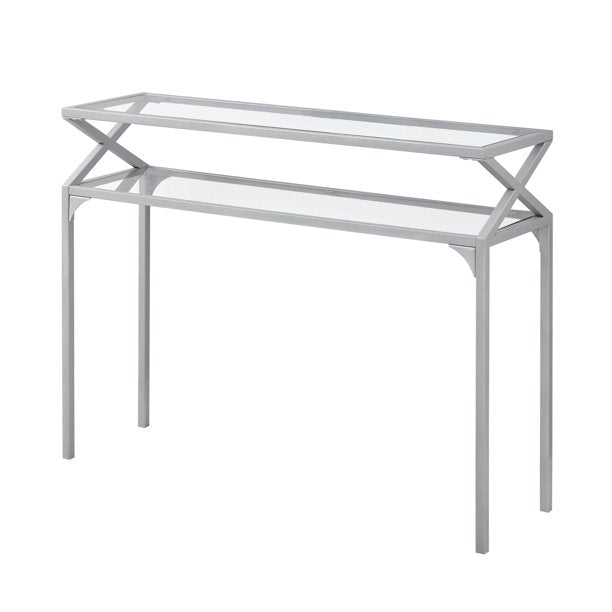 TABLE D'APPOINT - 42"L / CONSOLE D'ENTREE METAL ARGENT 