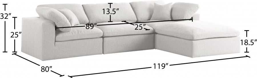 Sectionnel réversible rembourré en duvet Serene Linen Deluxe, confortable comme un nuage