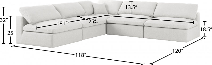 Sectionnel rembourré en duvet Serene Linen Deluxe, confortable comme un nuage