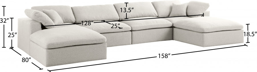 Sectionnel rembourré en duvet Serene Linen Deluxe, confortable comme un nuage