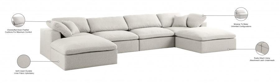 Sectionnel rembourré en duvet Serene Linen Deluxe, confortable comme un nuage