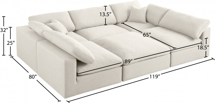Sectionnel rembourré en duvet Serene Linen Deluxe, confortable comme un nuage