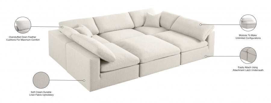 Sectionnel rembourré en duvet Serene Linen Deluxe, confortable comme un nuage