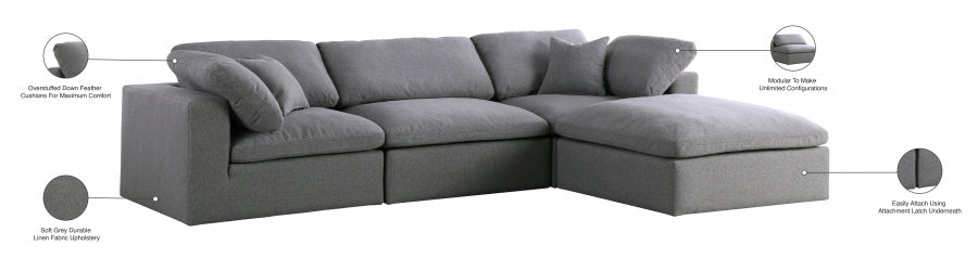 Sectionnel réversible rembourré en duvet Serene Linen Deluxe, confortable comme un nuage