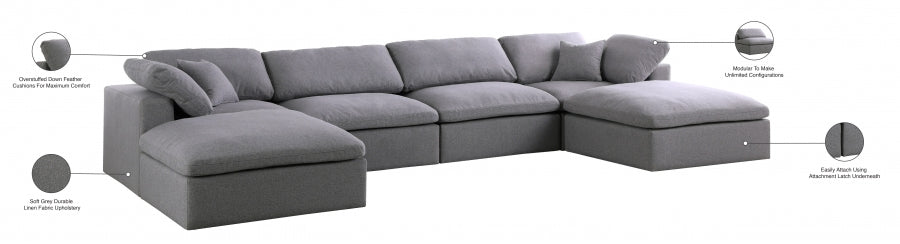 Sectionnel rembourré en duvet Serene Linen Deluxe, confortable comme un nuage