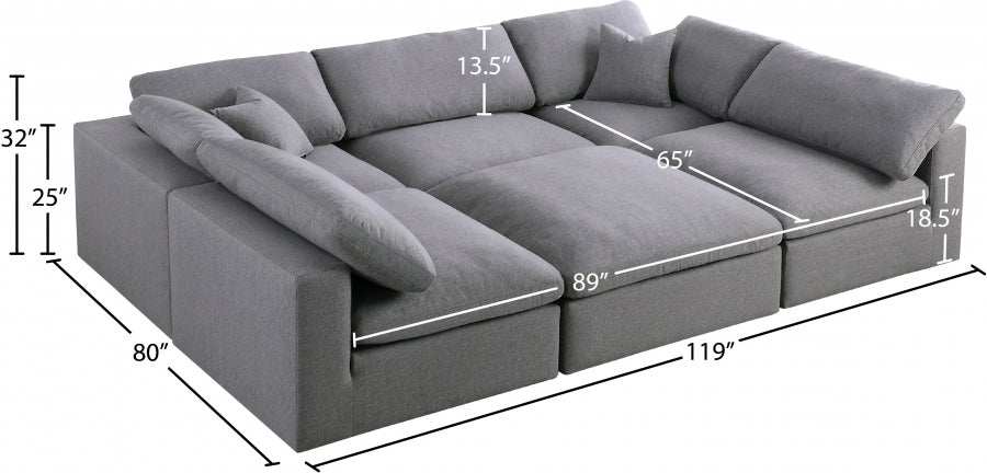 Sectionnel rembourré en duvet Serene Linen Deluxe, confortable comme un nuage