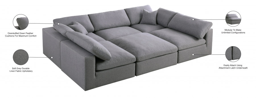 Sectionnel rembourré en duvet Serene Linen Deluxe, confortable comme un nuage