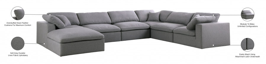 Sectionnel réversible rembourré en duvet Serene Linen Deluxe, confortable comme un nuage