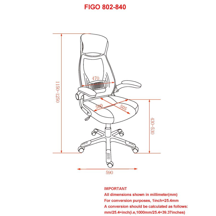 Chaise de bureau à domicile Figo en gris
