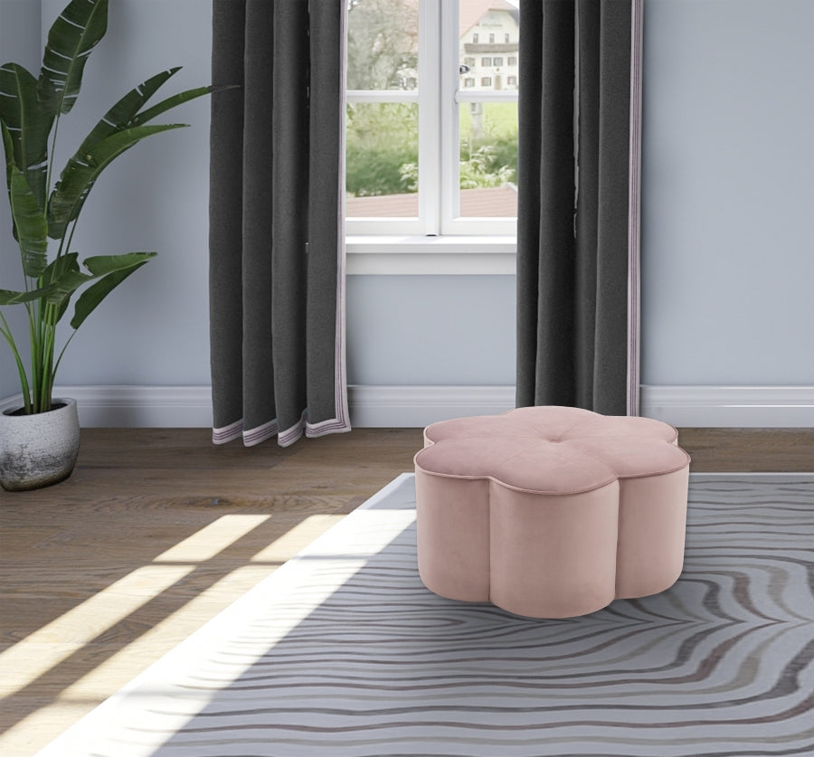 Pouf en velours marguerite 