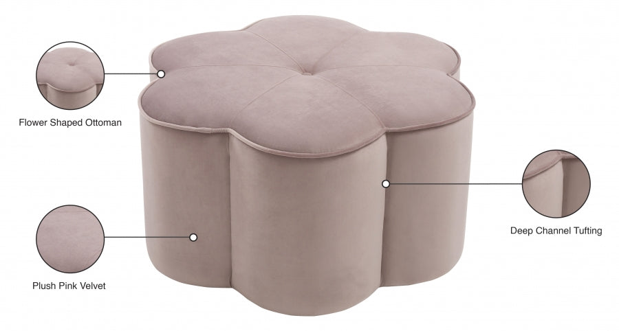 Pouf en velours marguerite 