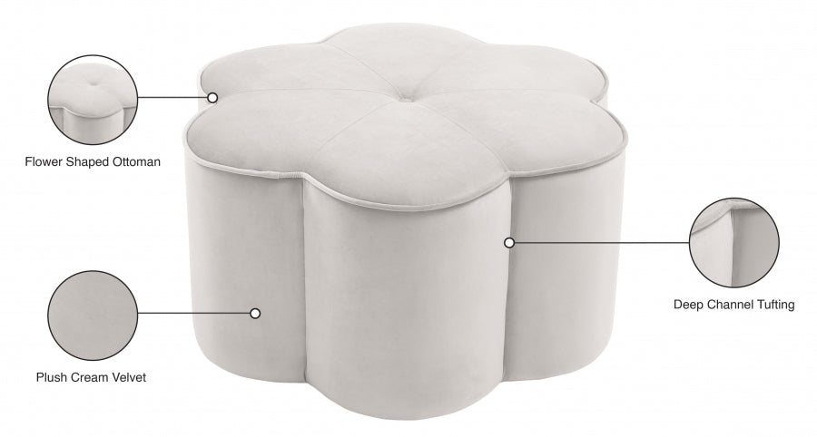 Pouf en velours marguerite 