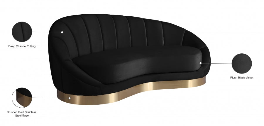 Chaise longue en velours Shelly