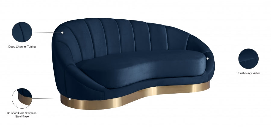 Chaise longue en velours Shelly