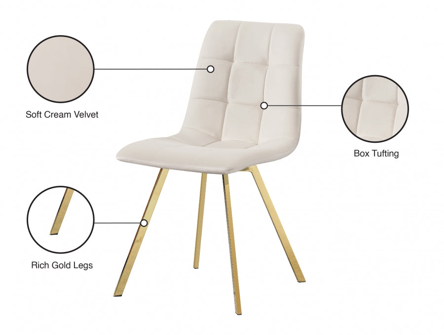 Chaise de salle à manger en velours Annie