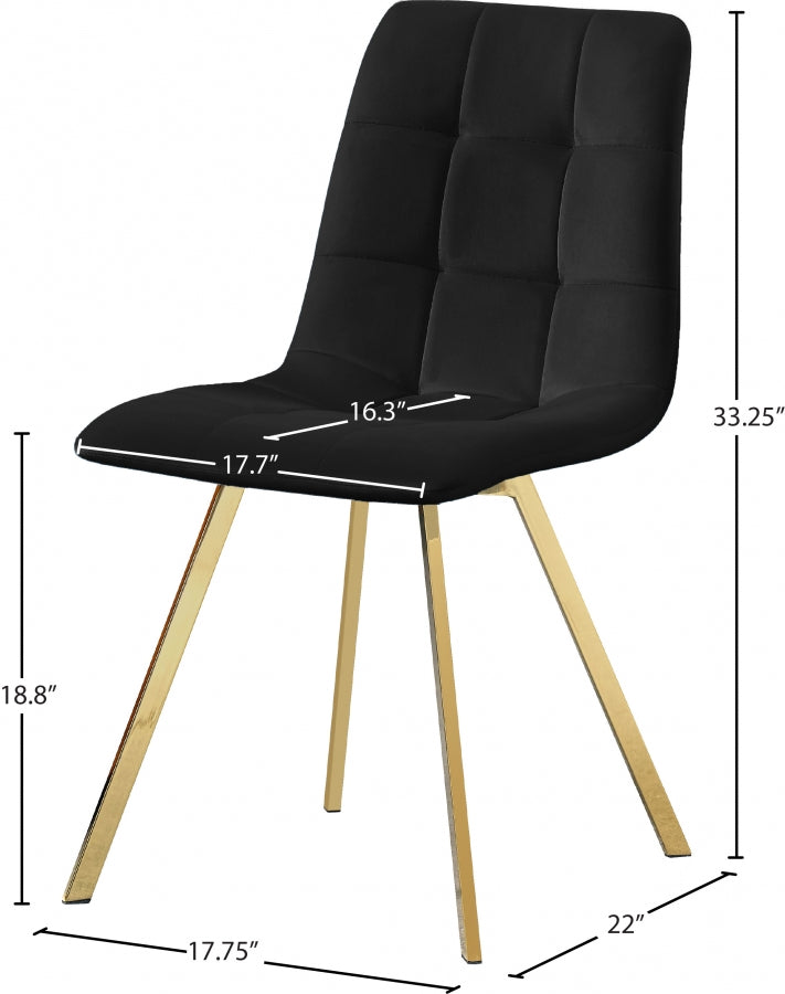 Chaise de salle à manger en velours Annie