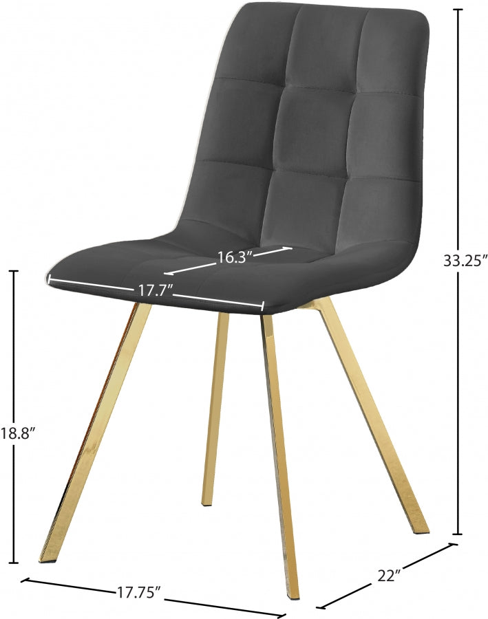 Chaise de salle à manger en velours Annie
