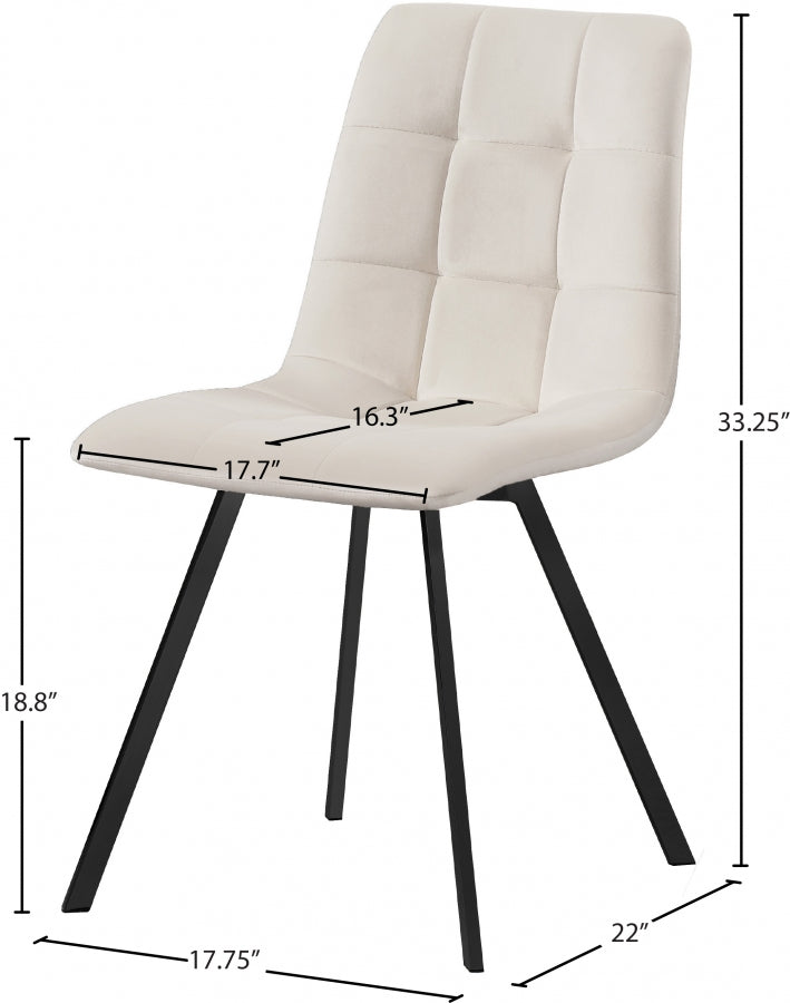 Chaise de salle à manger en velours Annie