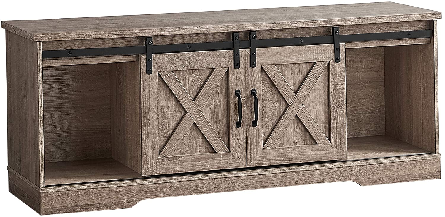 MEUBLE TV - 60"L / TAUPE FONCE AVEC 2 PORTES COULISSANTES