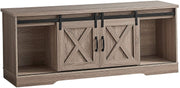 MEUBLE TV - 60"L / TAUPE FONCE AVEC 2 PORTES COULISSANTES