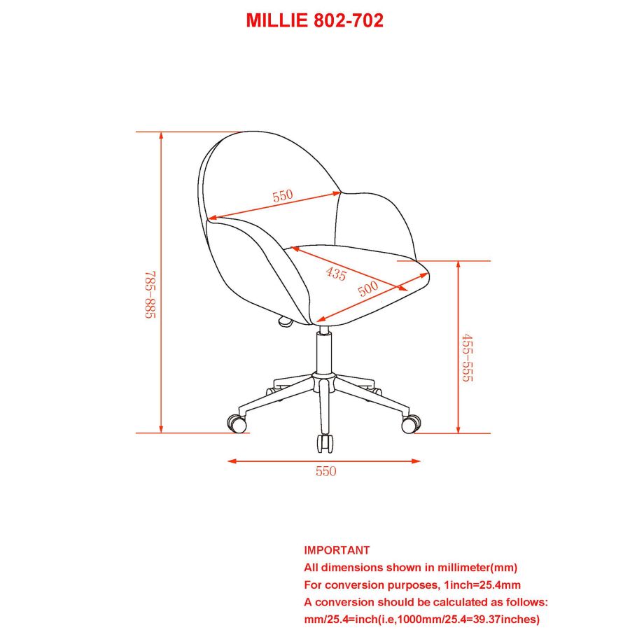 Chaise de bureau à domicile Millie en bleu