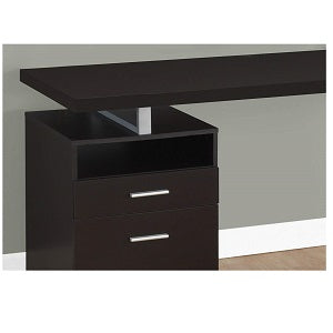 BUREAU D'ORDINATEUR - 60"L / ESPRESSO / METAL ARGENT 