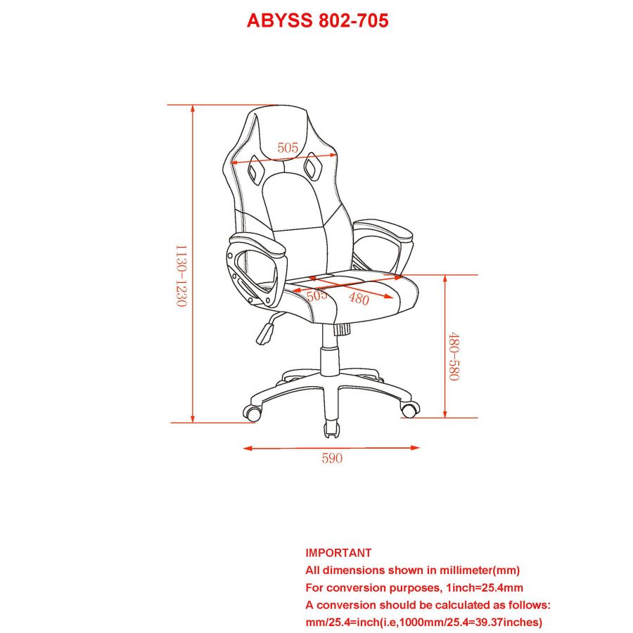 Chaise de bureau à domicile Abyss en gris