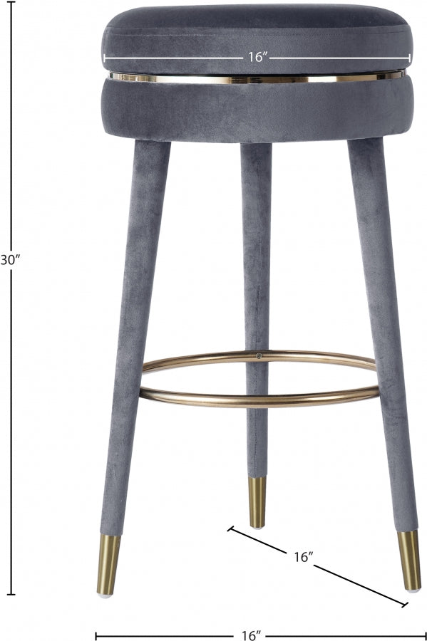 Tabouret de bar pivotant en velours corail