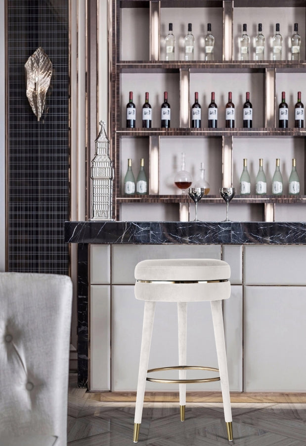 Tabouret de bar pivotant en velours corail