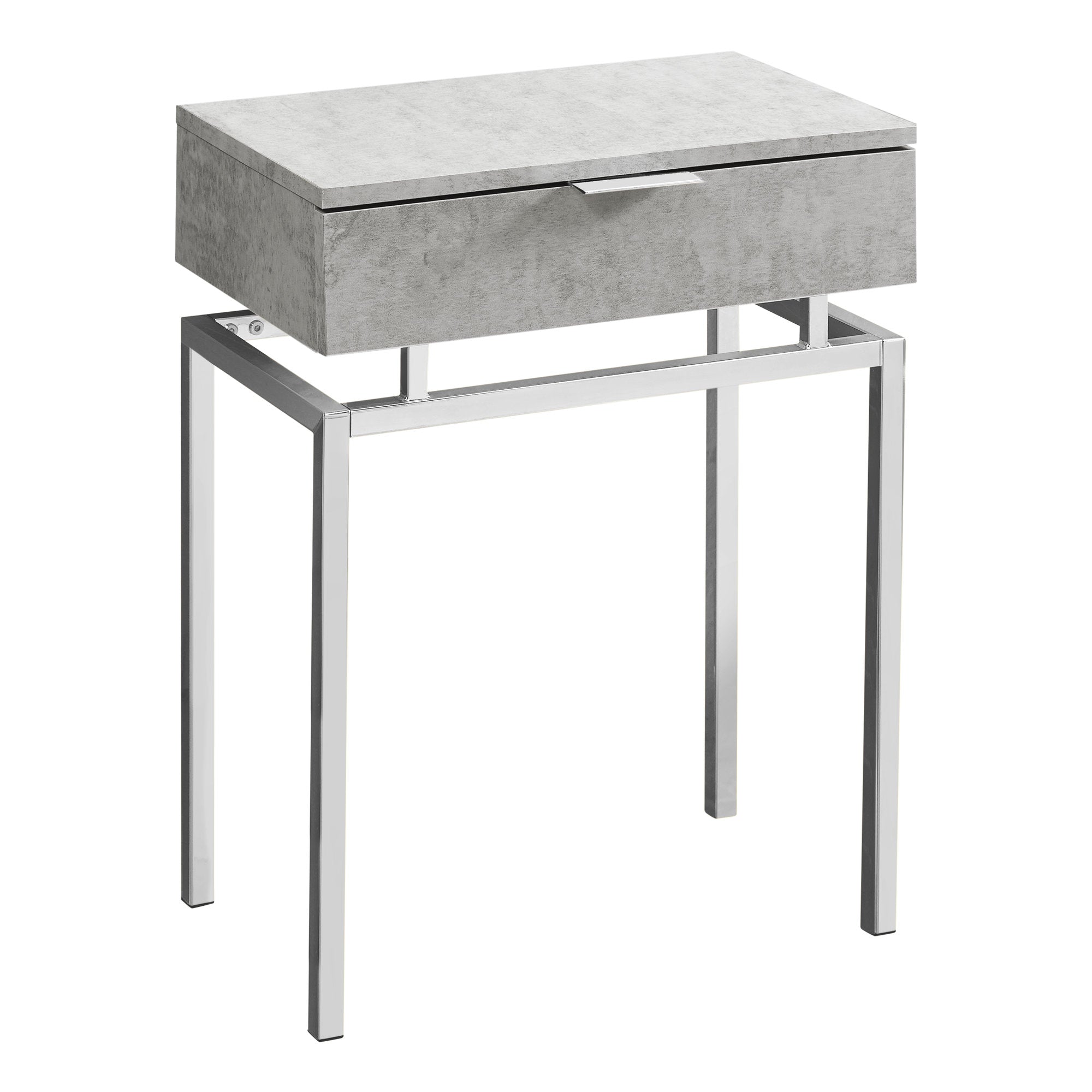 TABLE D'APPOINT - 24"H / CIMENT GRIS / METAL CHROME 