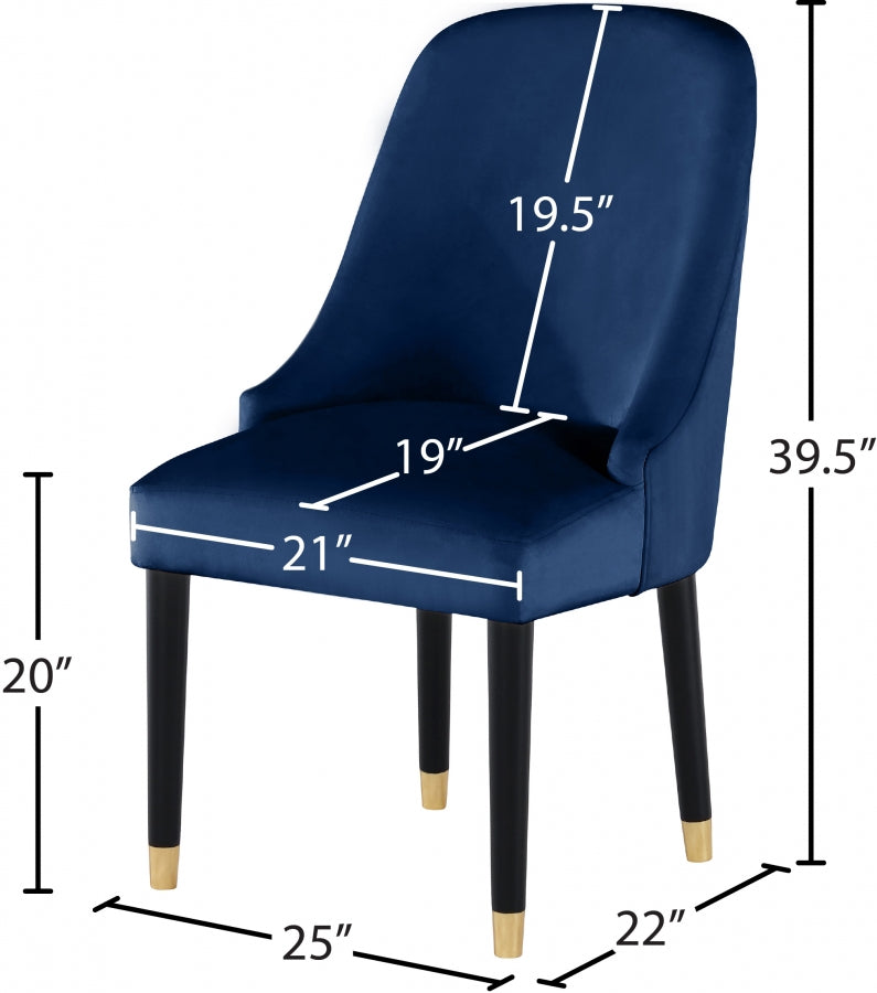 Chaise de salle à manger en velours Omni