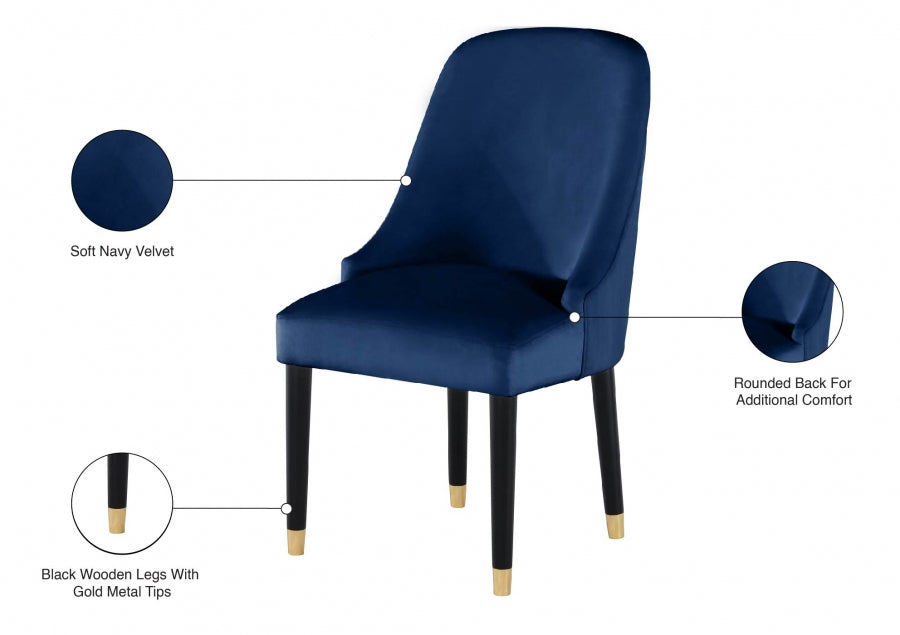 Chaise de salle à manger en velours Omni