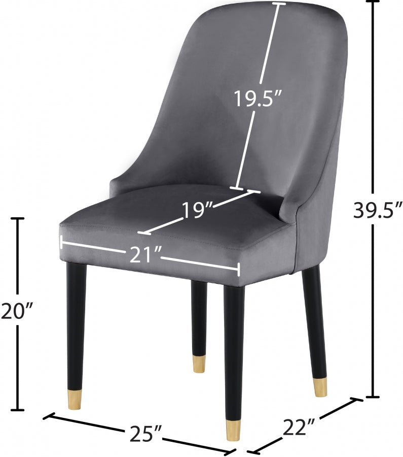 Chaise de salle à manger en velours Omni