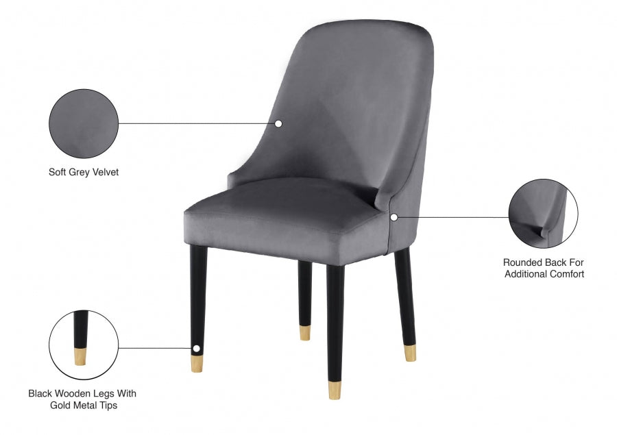 Chaise de salle à manger en velours Omni
