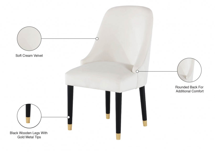 Chaise de salle à manger en velours Omni