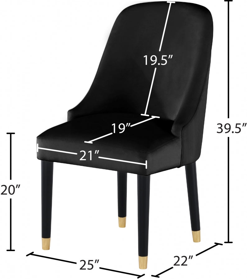 Chaise de salle à manger en velours Omni