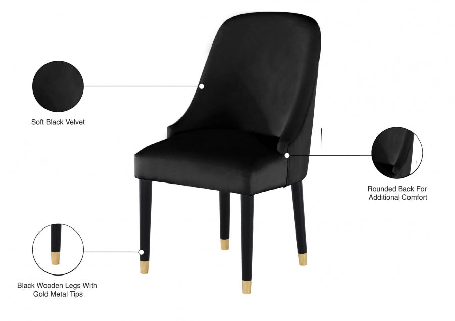 Chaise de salle à manger en velours Omni