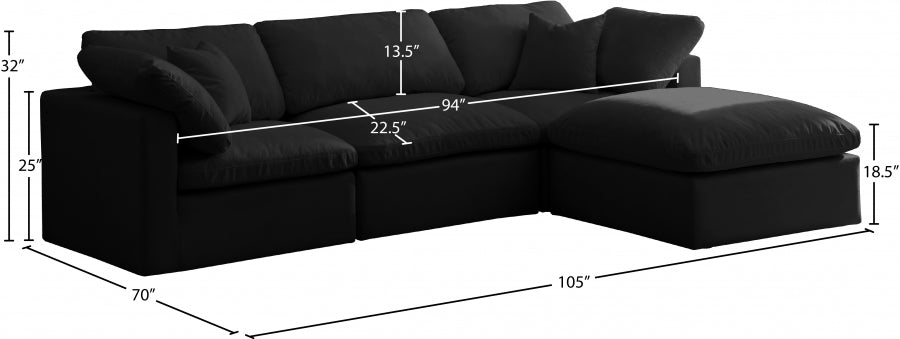 Sectionnel réversible rembourré en duvet modulaire standard en velours pelucheux confortable comme un nuage