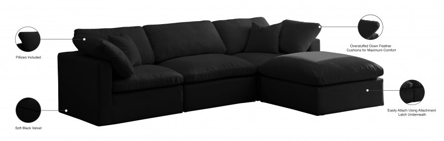 Sectionnel réversible rembourré en duvet modulaire standard en velours pelucheux confortable comme un nuage