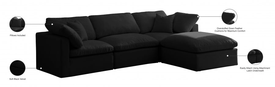 Sectionnel réversible rembourré en duvet modulaire standard en velours pelucheux confortable comme un nuage