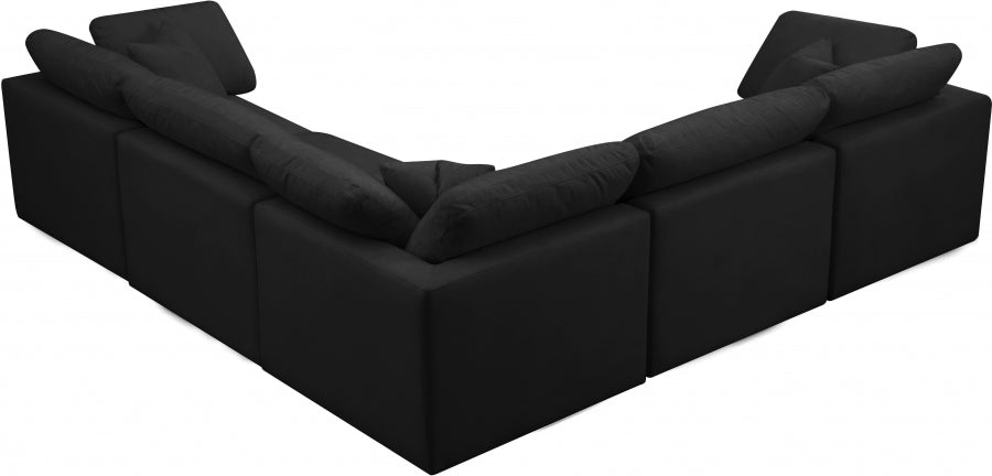 Plush Velvet Standard Modular Down Filled Cloud-Like Comfort Overstuffed Reversible Sectional