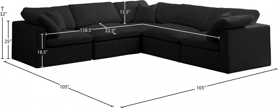 Plush Velvet Standard Modular Down Filled Cloud-Like Comfort Overstuffed Reversible Sectional