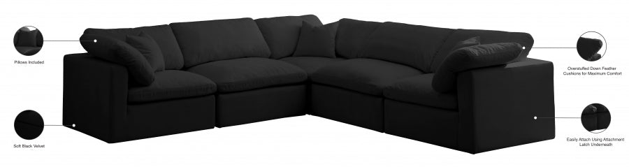 Plush Velvet Standard Modular Down Filled Cloud-Like Comfort Overstuffed Reversible Sectional