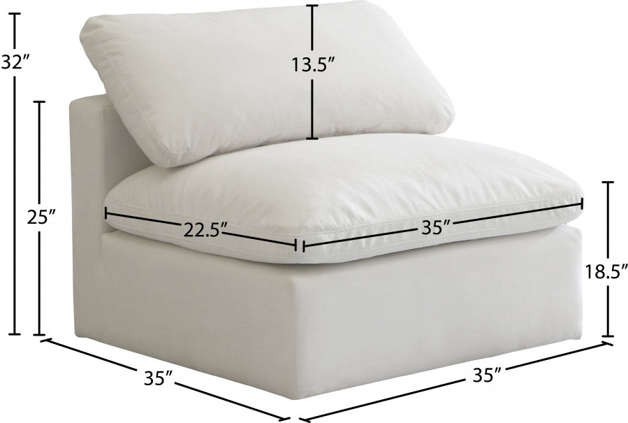 Chaise sans oreillers rembourrée en duvet modulaire standard en velours moelleux confortable comme un nuage