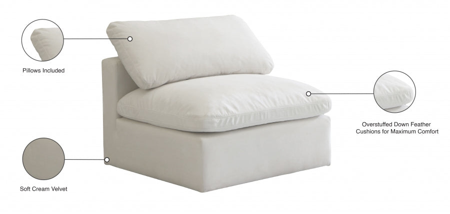 Chaise sans oreillers rembourrée en duvet modulaire standard en velours moelleux confortable comme un nuage