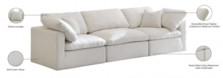 Canapé 105" rembourré en duvet modulaire standard en velours moelleux confortable comme un nuage
