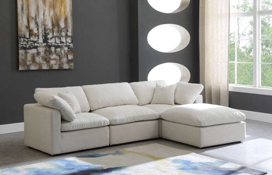 Sectionnel réversible rembourré en duvet modulaire standard en velours pelucheux confortable comme un nuage