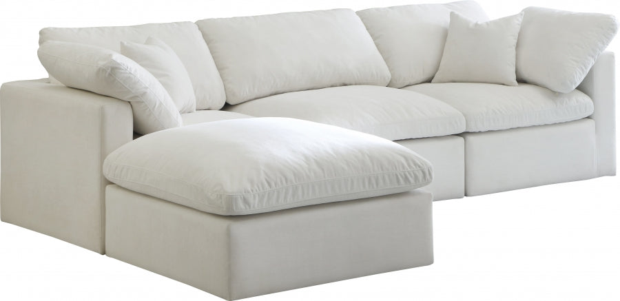 Sectionnel réversible rembourré en duvet modulaire standard en velours pelucheux confortable comme un nuage