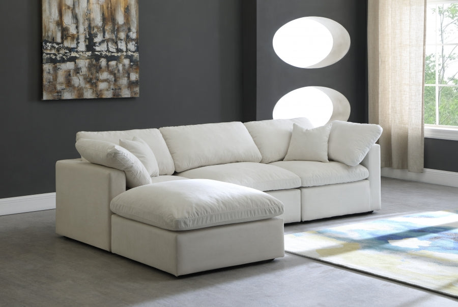 Sectionnel réversible rembourré en duvet modulaire standard en velours pelucheux confortable comme un nuage